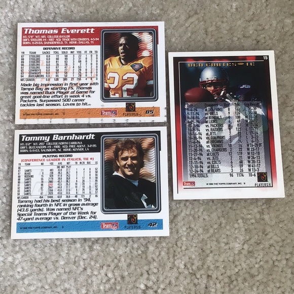 Vintage 1995-1996 Topps NFL Trading Cards, Lot of 49 Cards - Picture 5 of 13